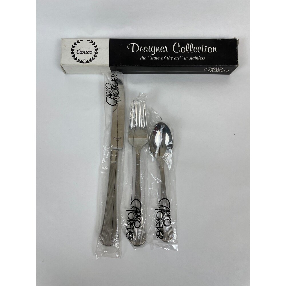 Carico Manet 3 Pc Place Settings Flatware Stainless Designer Collection NOS